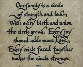 Our Family Is A Circle Of Strength And Love Calligraphy Quote