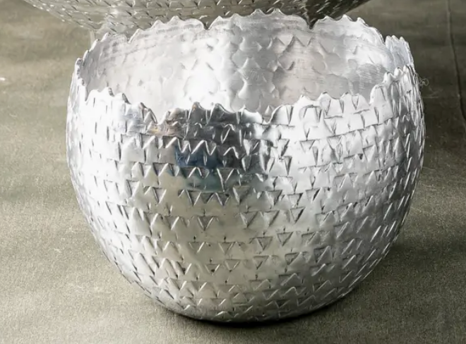 4.5" Torn Edge Hammered Silver Bowl