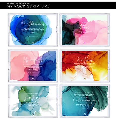 Acrylic Tray Inserts Set of 5 Reversible Paper Sheets