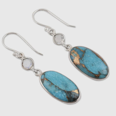 Celestial Light Rainbow Moonstone Wire Earrings