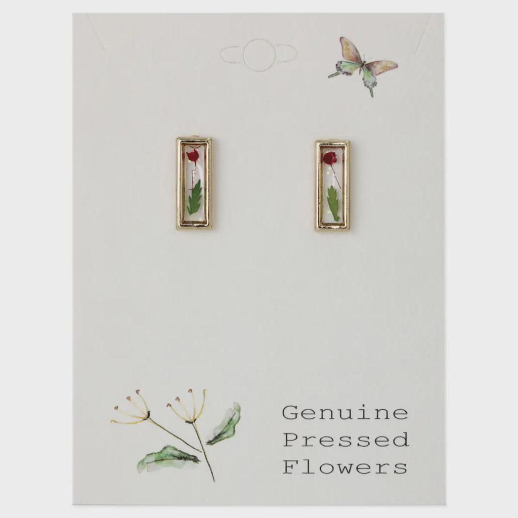 Dried Flower Bar Post Earring