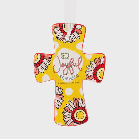 Ceramic Cross Be Joyful Always