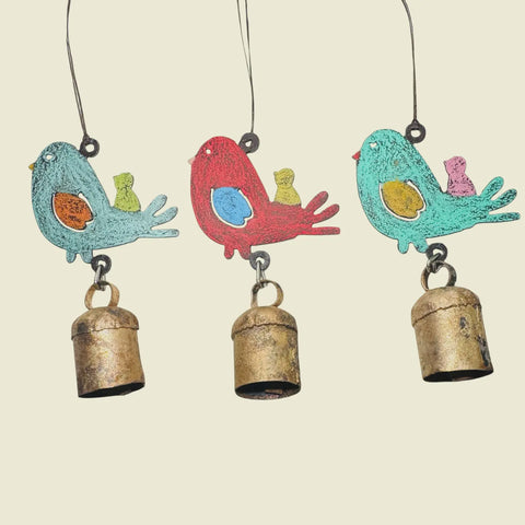 Metal Bird Wind Chime Asst. Colors