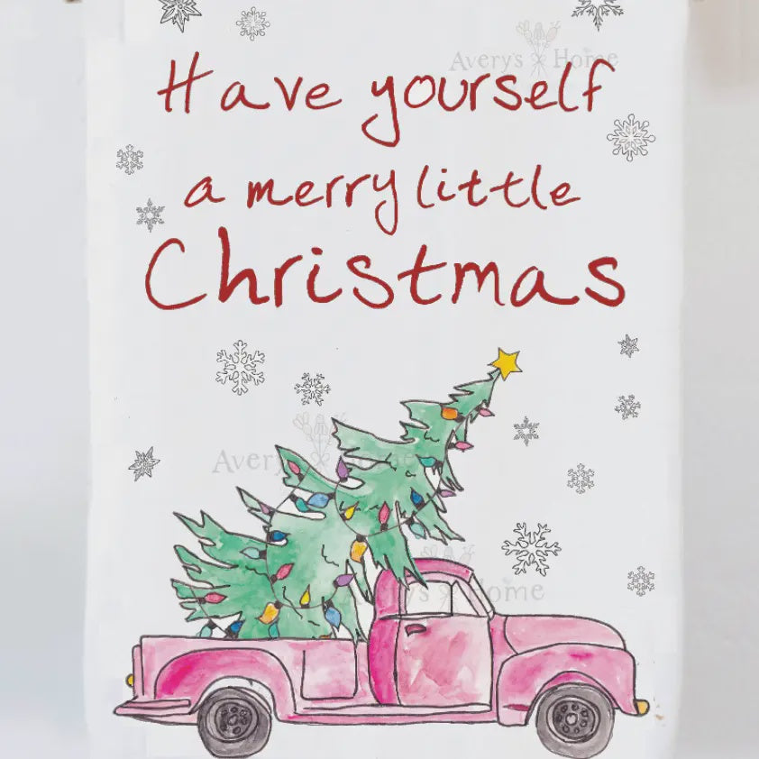 Truck & Christmas Tree Holiday Tea Towel