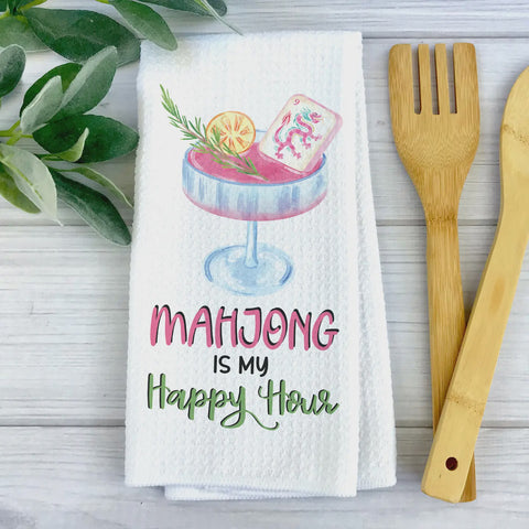 Mahjong Happy Hour Tea Towel