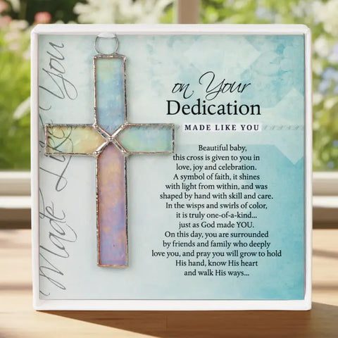 Baby dedication Gift Clear Stained Glass Cross