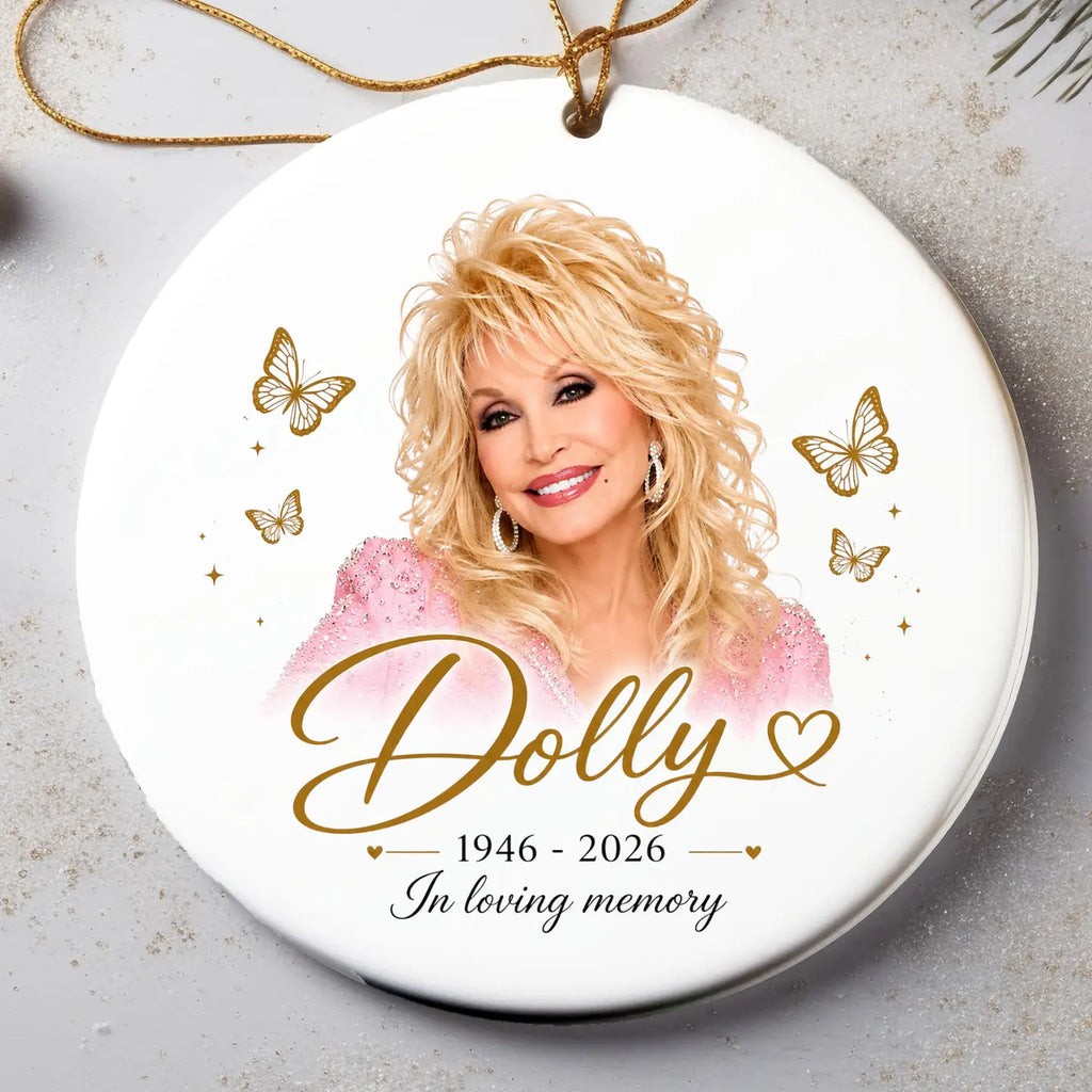 Dolly Parton Memorial Ornament 3” Ceramic