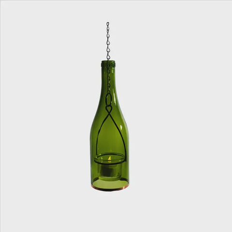 Wine Bottle Lantern with Votive Candle Holder