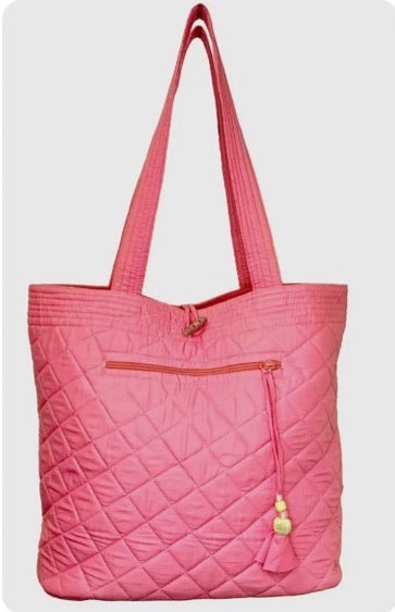Quilted Cotton Solid Fashion Tote Ast