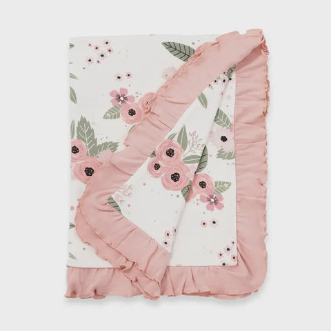 Pink Floral Jardin Cotton Baby Blanket