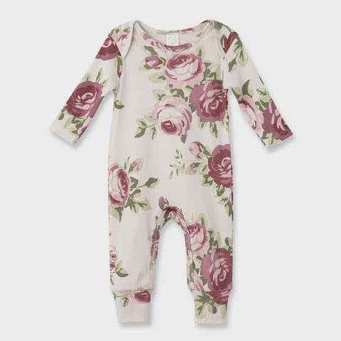 Baby Girl Cabbage Rose Cotton Romper