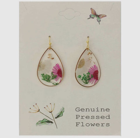 Cottage floral daisy dried flower earrings