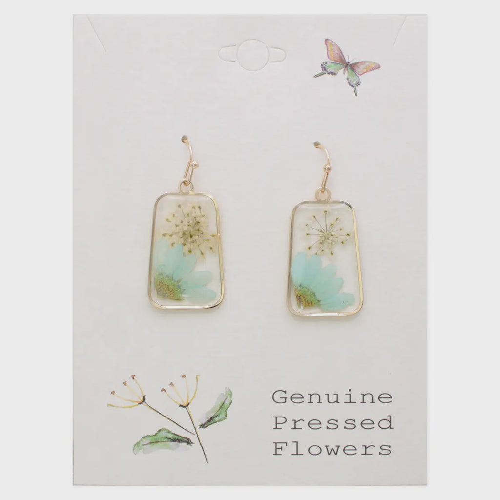 Vintage Mint Dried Flower Earrings
