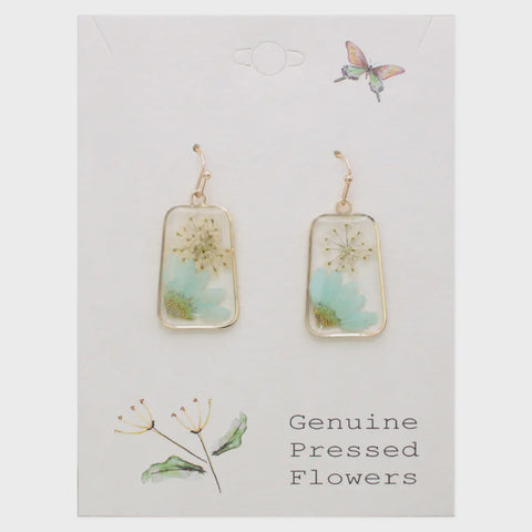 Vintage Mint Dried Flower Earrings