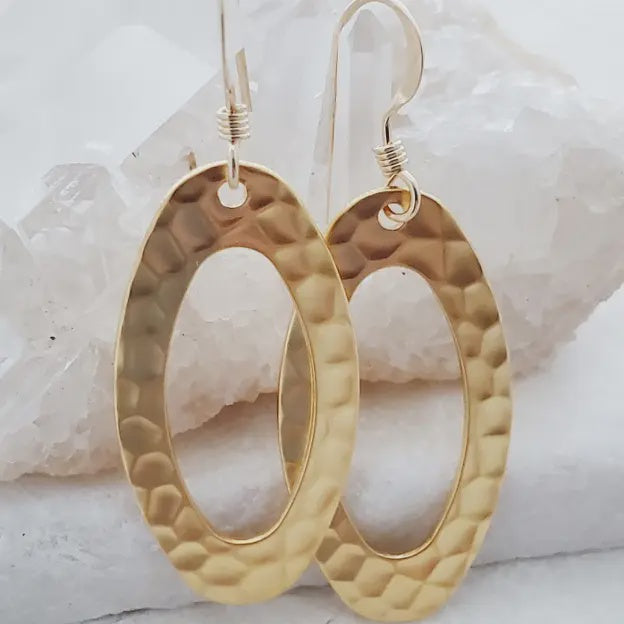 Hammered Oval Earrings