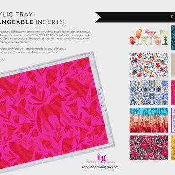 Acrylic Tray Inserts Set of 5 Reversible Paper Sheets