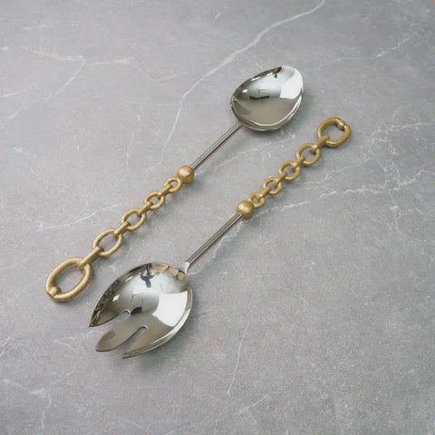 Gold Chain Handle Servers Set of 2