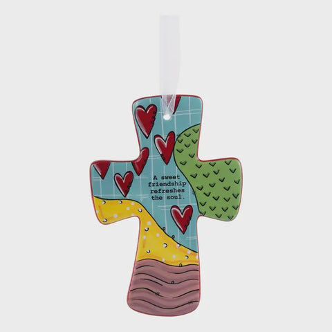 Ceramic Cross Sweet Friendship Hearts