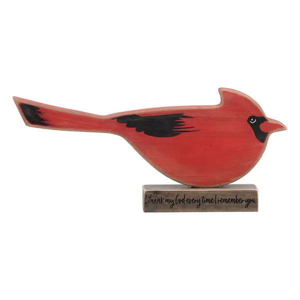 Cardinal Red Bird Wood Sitter Phil 4:13