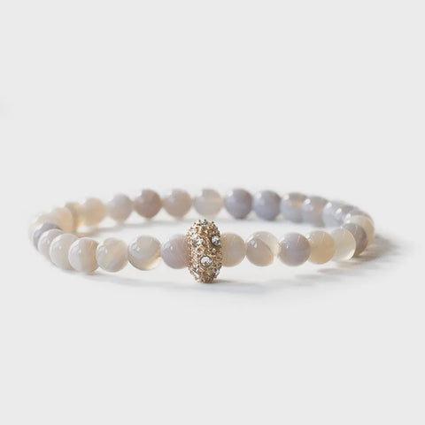 6mm Gray Agate Gemstone Bracelet