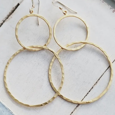 Hammered Circle Hoops Earrings