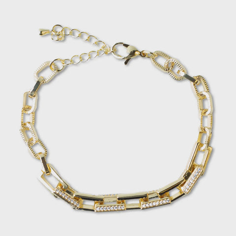 Gold Cz Link Bracelet w/ Extender