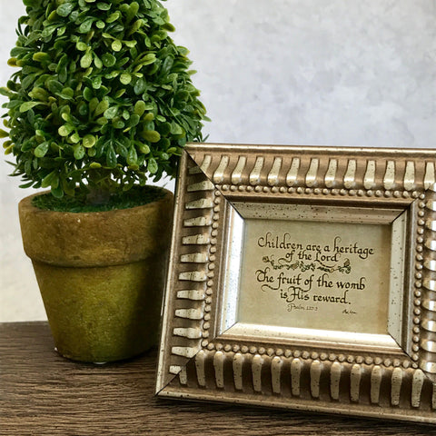 "Children are a Heritage" framed Calligraphy Scripture verse