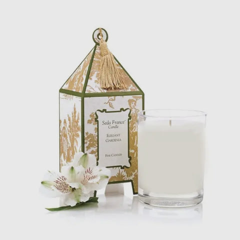 Elegant Gardenia Toile Mini Pagoda Candle