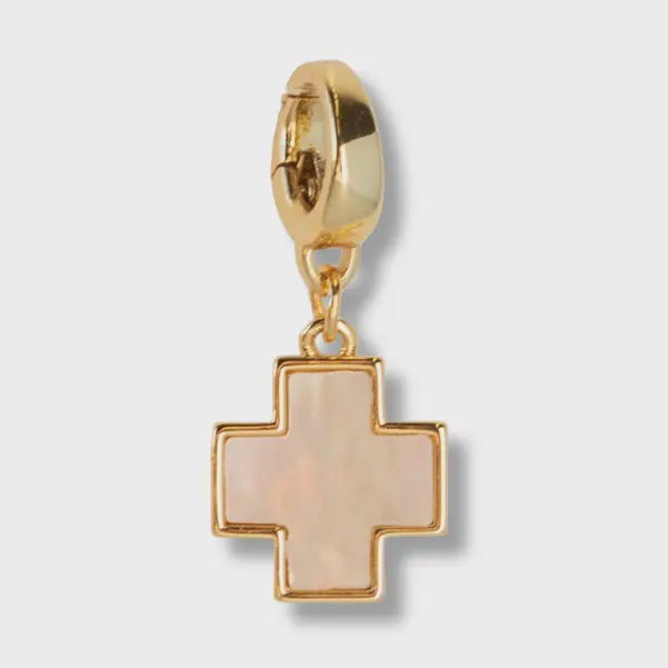 Mother of Pearl Cross Charm w/ Hinged Clip