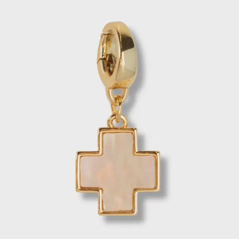 Mother of Pearl Cross Charm w/ Hinged Clip