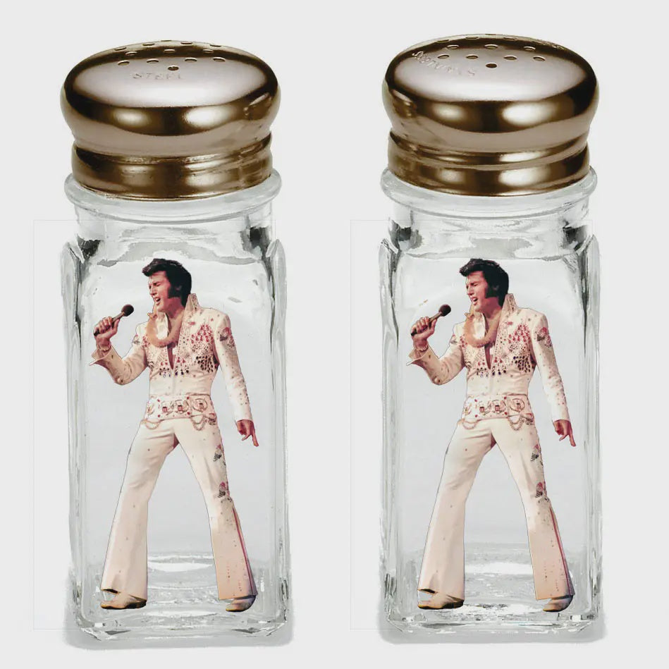 Elvis Salt & Pepper Shaker Set White Jewel Jumpsuit