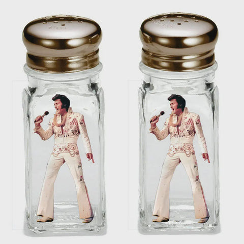 Elvis Salt & Pepper Shaker Set White Jewel Jumpsuit