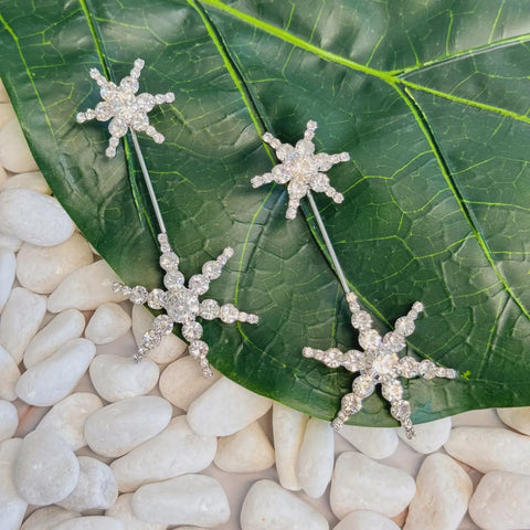 Double Starburst Crystal Statement Earrings