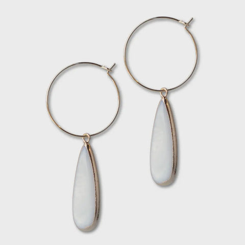 Hoop Dangle Earrings, Teardrop Pearl