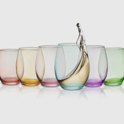 Stemless Colored Pastel Wine Glasses