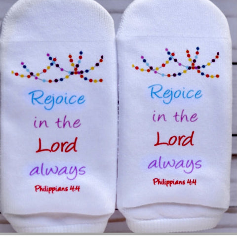Scripture Socks Rejoice In The Lord Always