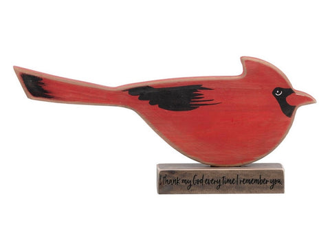 Cardinal Red Bird Wood Sitter Phil 4:13