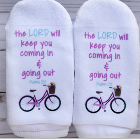 Scripture Sock The Lord Will Keep You Coming In & Going Out
