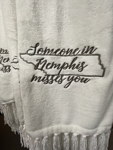 Blanket White Someone Misses You (state outline)