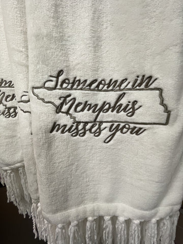 White Blanket Someone Misses You State Outline