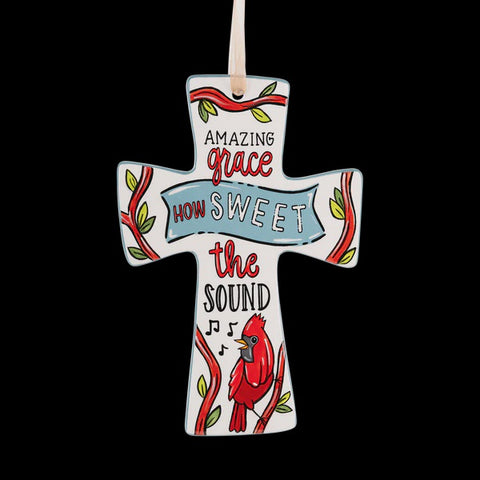 Cross Amazing Grace Red Bird