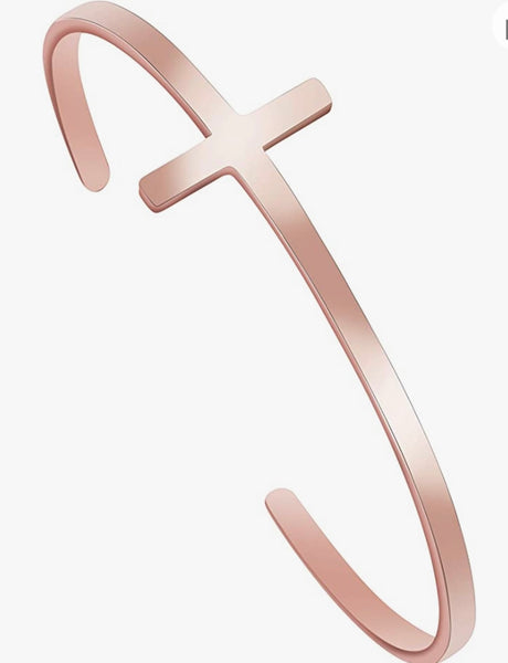 Cross Cuff adjustable Gold, Silver or Rose gold