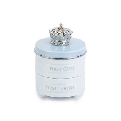 Baby Boy First Tooth and First Curl Keepsake Box