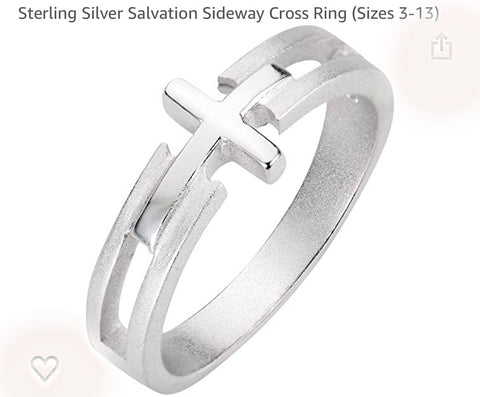 cross ring sideways sterling silver