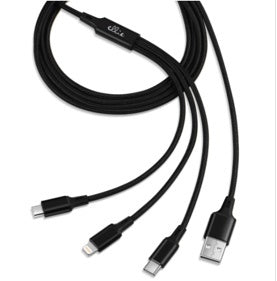 3-in-1 Charging Cable 6ft Nylon or Keychain