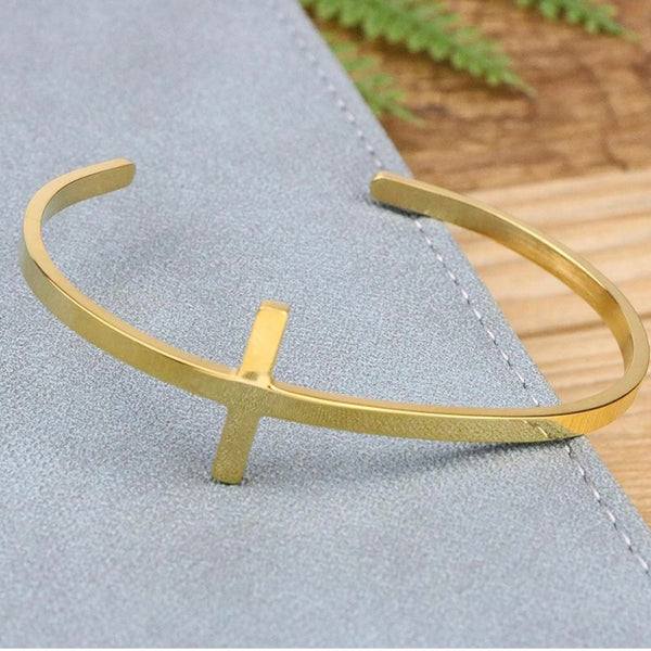Cross Cuff adjustable Gold, Silver or Rose gold