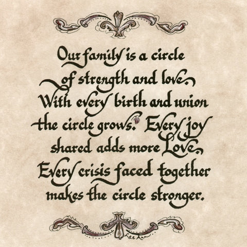Marble Coaster Plaque Our Family is a Circle of Strength Calligraphy with Easel