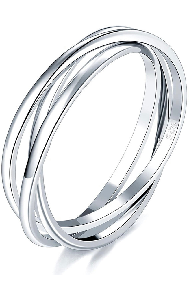 Tri Circle Sterling  Silver Ring