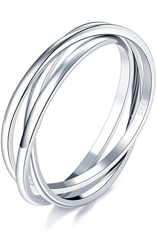 Tri Circle Sterling  Silver Ring