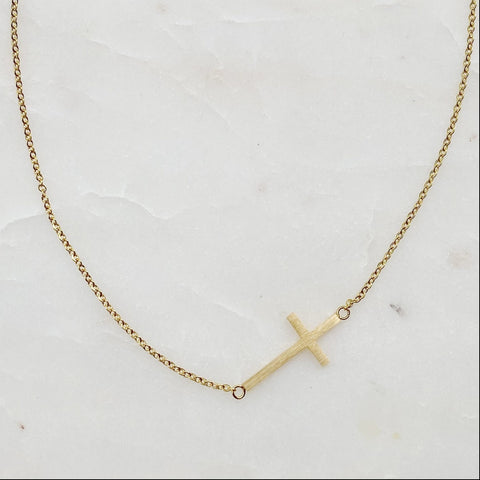 Kayla Sideways Cross Necklace